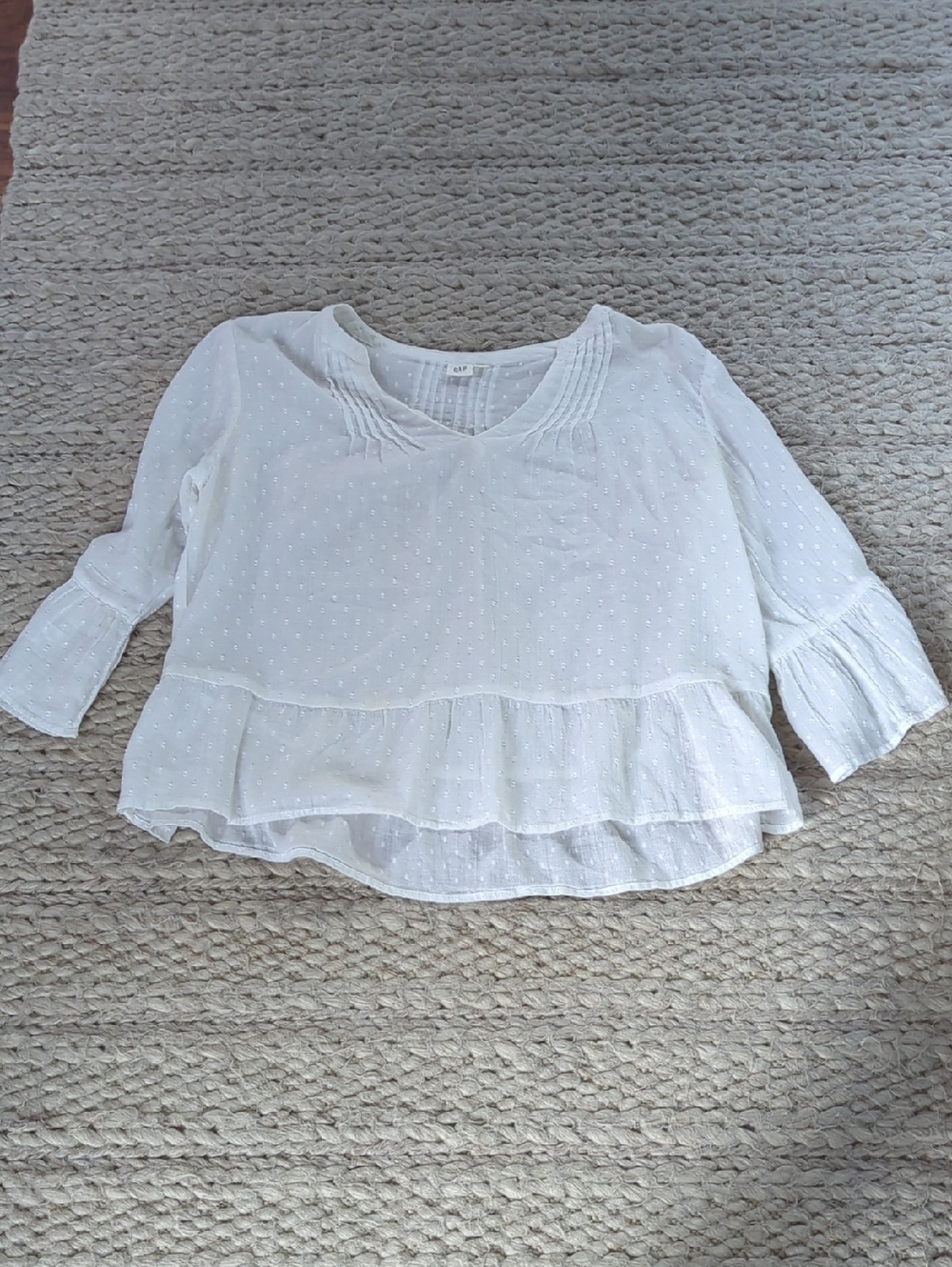 GAP White Swiss Dot Peplum Top